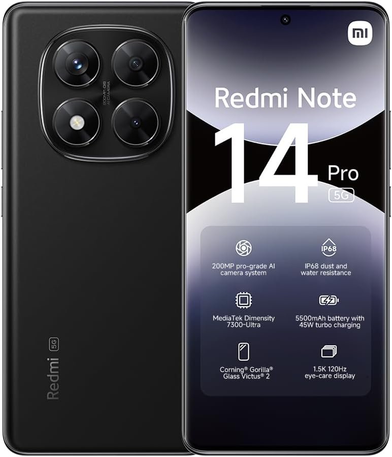 Xiaomi Redmi Note 14 Pro | Smartphone 5G | 6,67” AMOLED Flow 120 Hz | 8 Go RAM | 256 Go Stockage