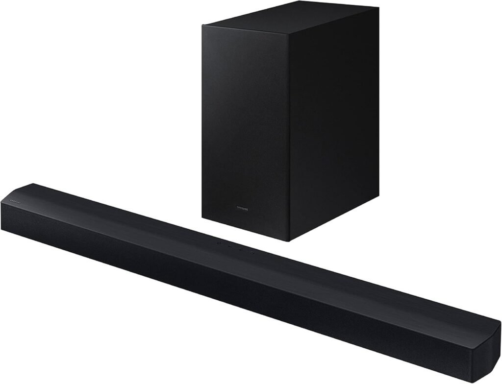 Samsung HW-C450 2.1Ch Soundbar | Caisson de basses inclus | Amplification Des Basses | Adaptive Sound Lite | Bluetooth | Compatible Avec Le Son Surround Sans Fil