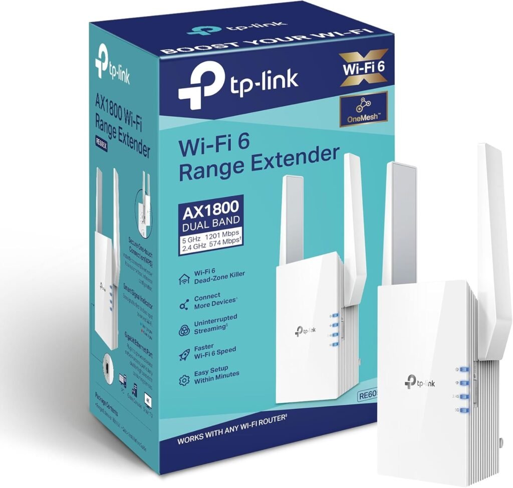 TP-Link RE605X AX1800 | Répéteur WiFi 6 Double Bande | Jusqu’à 1,8 Gbps | Couverture Jusqu’à 1500 Sq.ft | Port Gigabit Et Mode AP